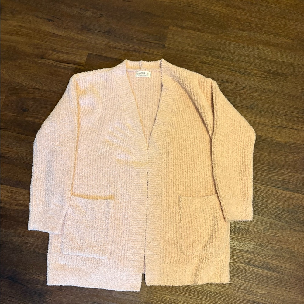 Cozy Blush Open Front Cardigan
